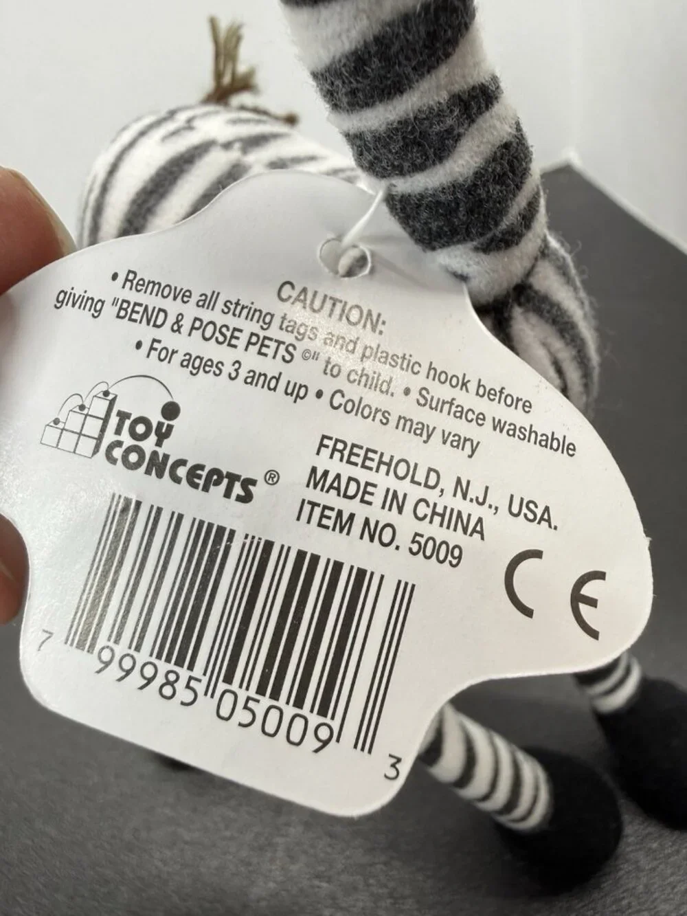 1996 Toy Concepts Zebra Bend & Pose Pets Poseable Bendable Plush 10